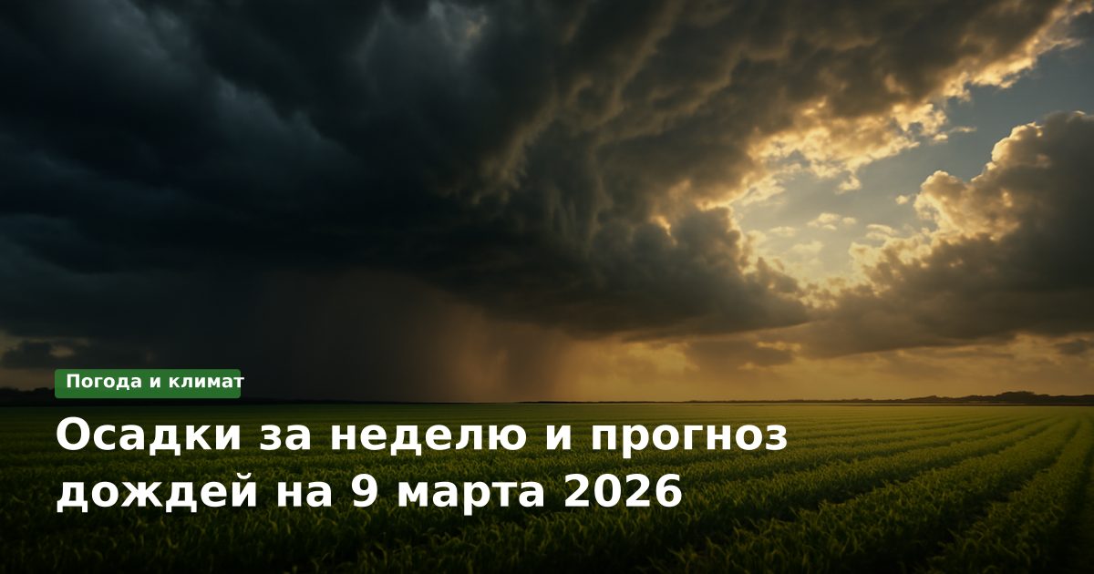 Осадки за неделю и прогноз дождей на 9 марта 2026